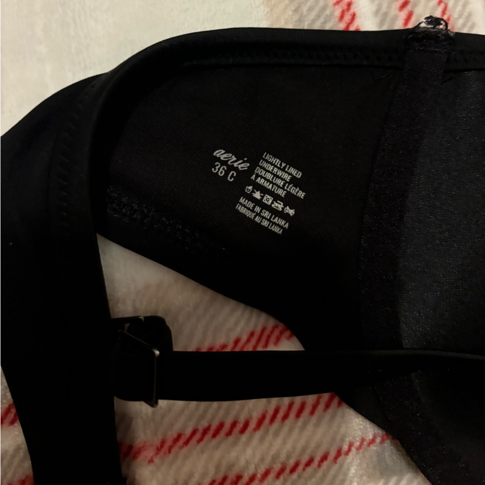 Aerie Black Lightly Lined Underwire Bikini Swim Top Size 36 C Gently Worn - Picture 6 of 6